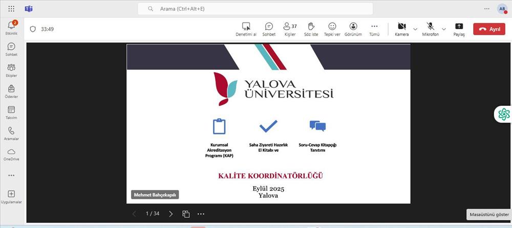 Rektör Prof. Dr. Mehmet Bahçekapılı, Senatoda  Kurumsal Akreditasyon Programı (KAP) Hazırlık Dokümanlarını Tanıttı